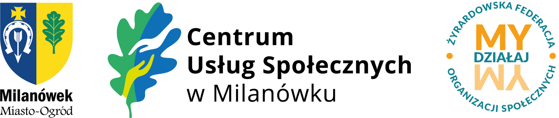 Herb miasta, logo CUS, logo fundacji DziałaMy