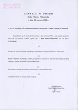 Uchwała nr 174/XVII/08 Rady Miasta Milanówka z 8 czerwa 2008 r. w sprawie wyrażenia woli nawiązania współpracy partnerskiej z gmina Welzheim w Niemczech