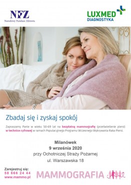 Zbadaj się i zyskaj spokój - bezpłatna mammografia w Milanówku - grafika