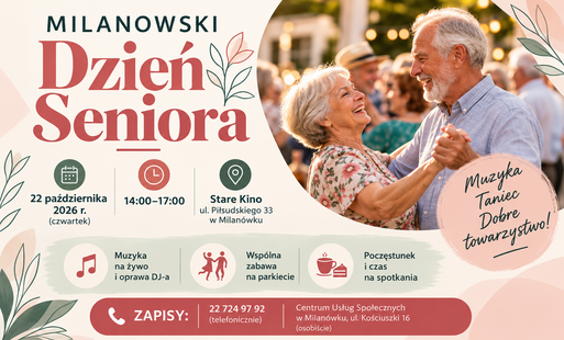 grafika z zaproszeniem na Milanowski Dzień Seniora