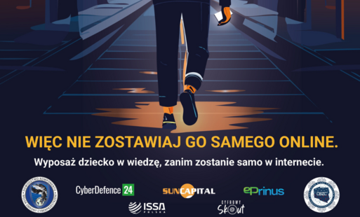 Plakat informujący o akcji cyberbezpieczeństwa dzieci w sieci 