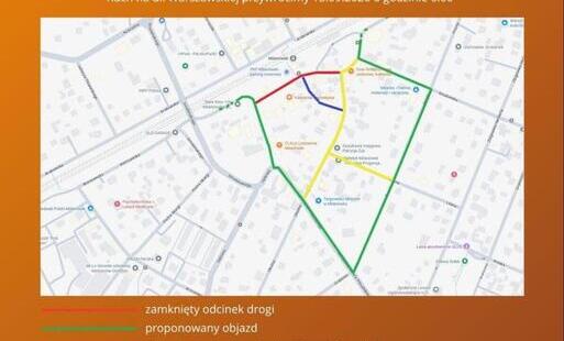 grafika z mapą objazdu