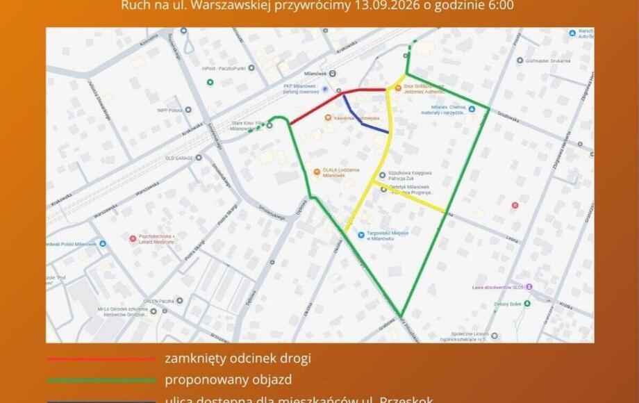Uwaga! Zmiana organizacji ruchu 12 września - ul. Warszawska – ilustracja