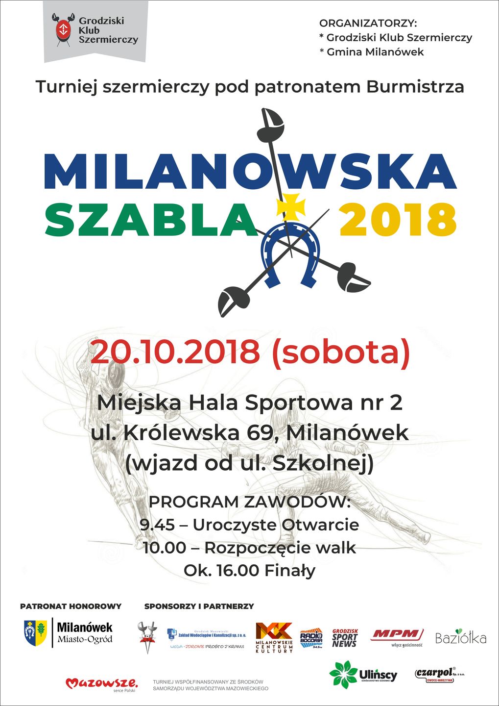Plakat promujący wydarzenie "Milanowska Szabla 2018"