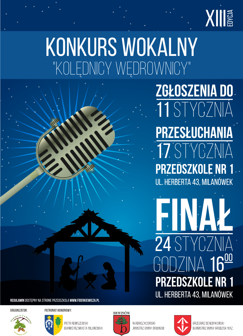 Plakat informujący o konkursie "Kolędnicy Wędrownicy"