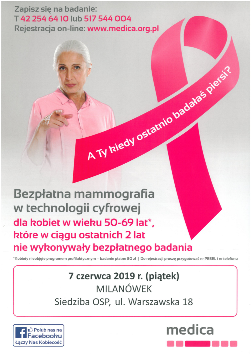 Plakat informujący o mammografii