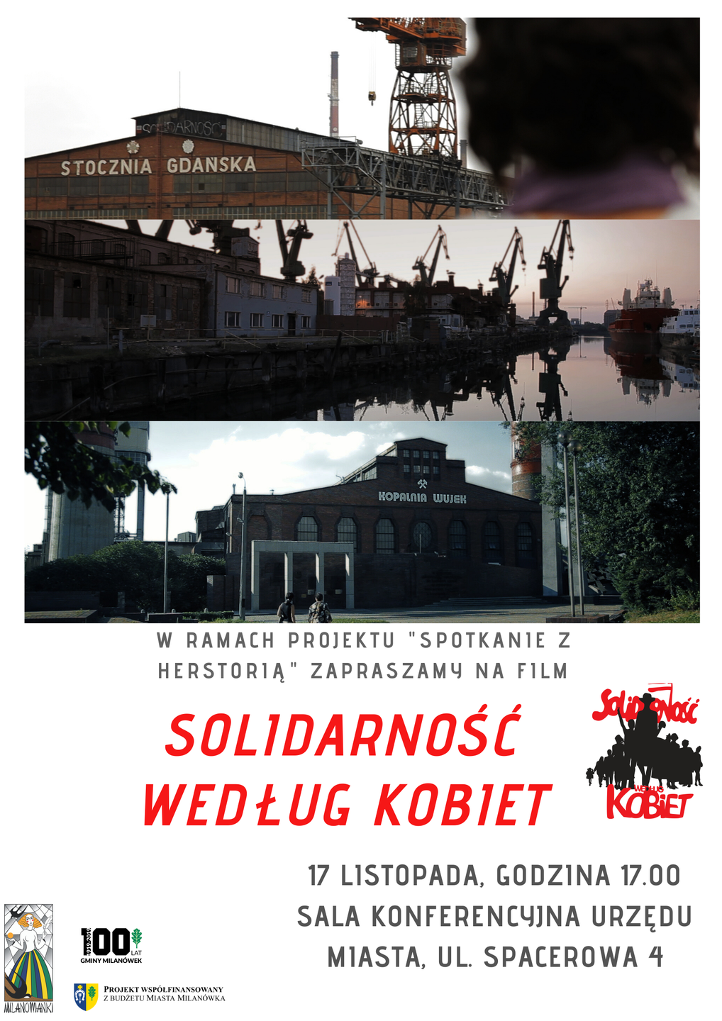 Plakat promujący pokaz filmu "Solidarność według kobiet"