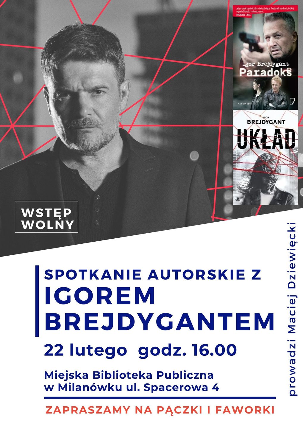Plakat promujący spotkanie z Igorem Brejdygantem