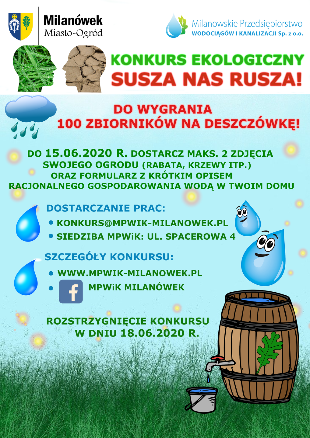 Plakat konkursu ekologicznego "SUSZA NAS RUSZA!"