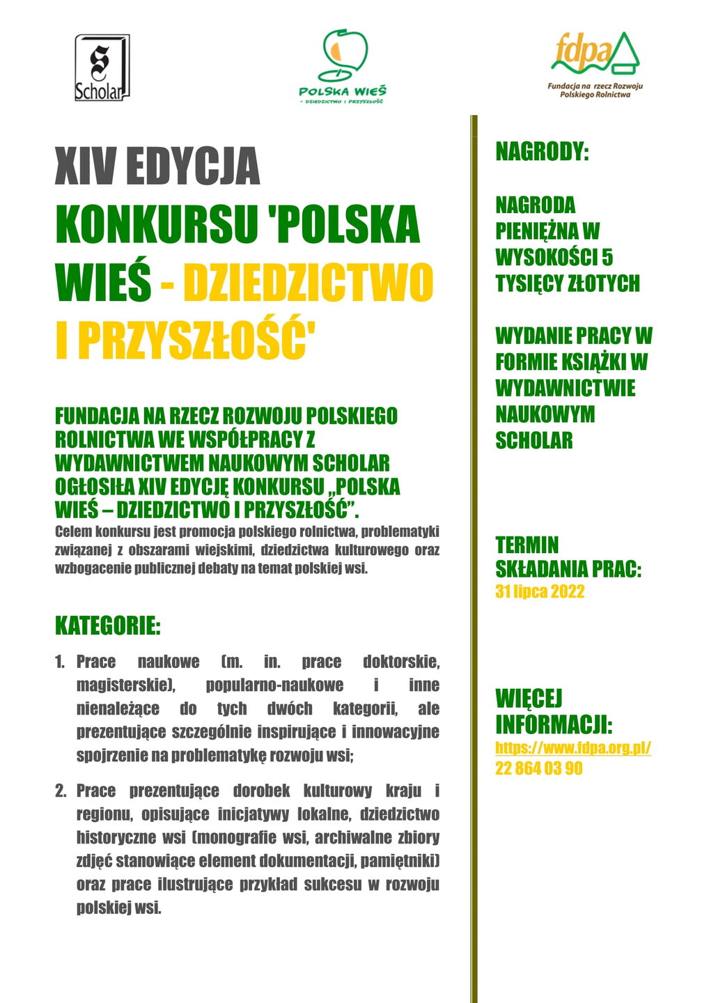 Plakat konkursu Polska wieś - dziedzictwo i przyszłość