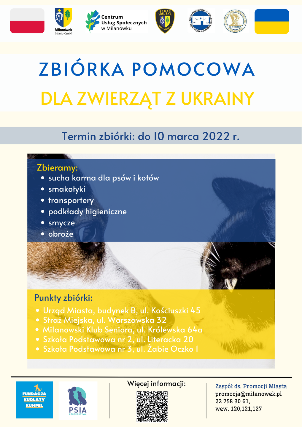 Zbiórka dla zwierząt na Ukrainie - plakat