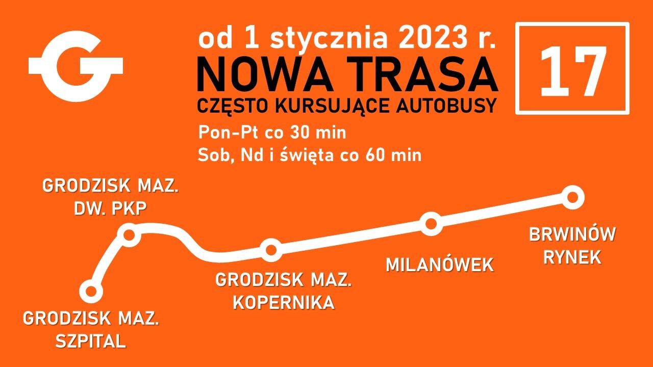 od 1 stycznia 2023 r. nowa trasa linii nr 17