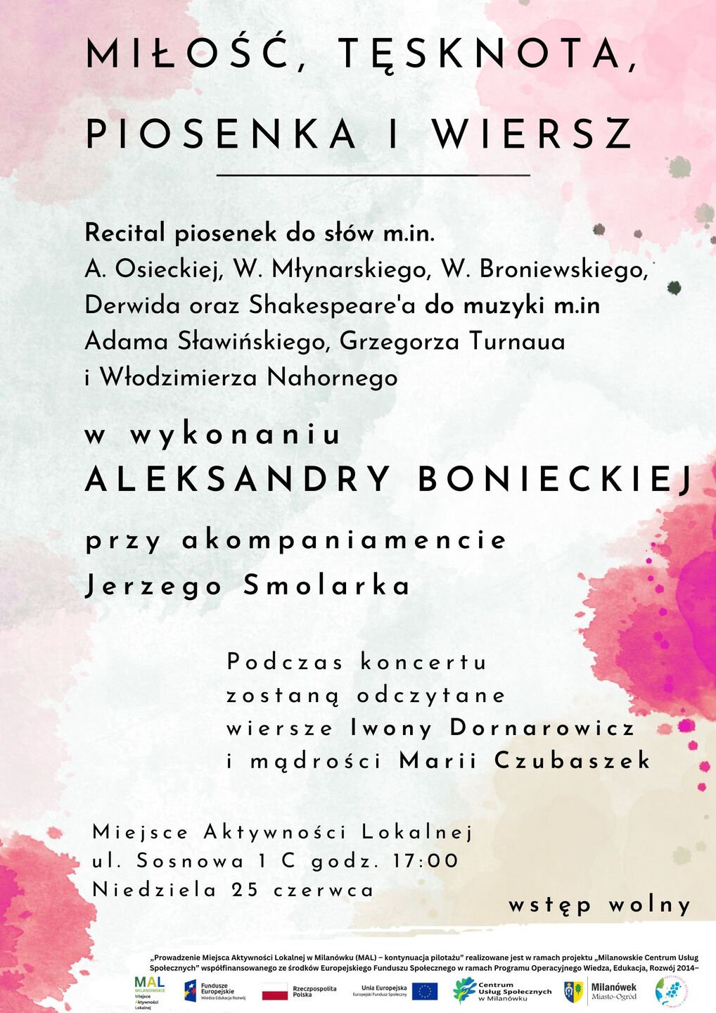 Plakat recitalu Aleksandry Bonieckiej