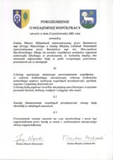 Porozumienie o wzajemnej współpracy pomiędzy Gminą Miasto Milanówek a Gmina Miejską Lidzbark Warmiński – 25 paździenika 2001 r.