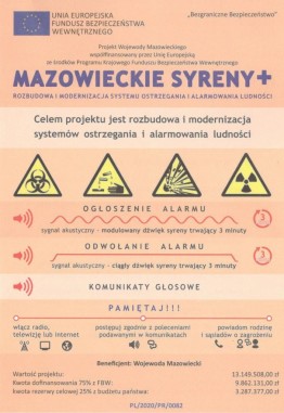 Mazowieckie Syreny+ – rozbudowa i modernizacja systemu ostrzegania i alarmowania ludności - grafika