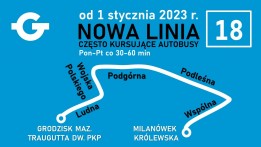 Nowa linia autobusowa nr 18 - od 1 stycznia 2023 r. - grafika